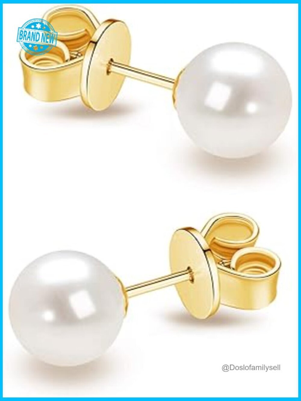 Classic Elegant Minimalist Pearl Stud Earrings 14K Gold Hypoallergenic Women's
